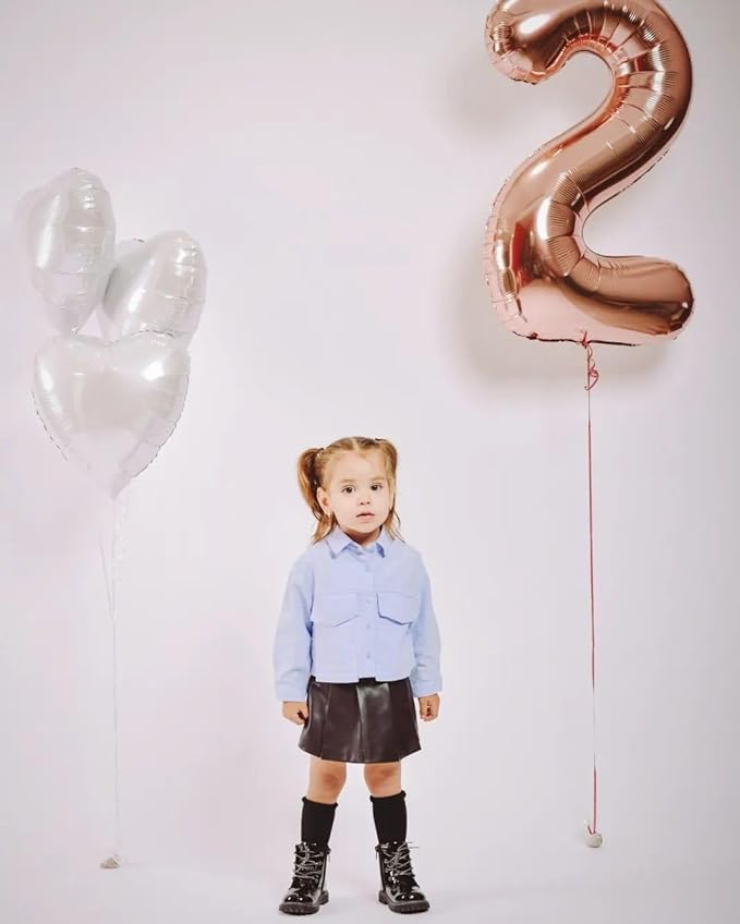Rose Gold 2 Balloon, Number Balloons 40 Inch, 2nd Balloon Number Birthday Decorations, Second Two Birthday Party Supplies, Number 2