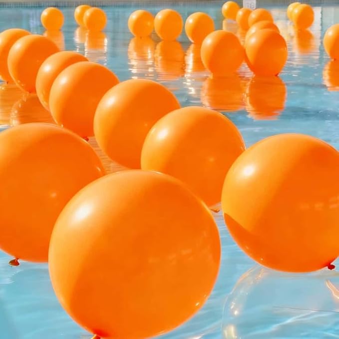 50 Pcs Giant Orange Latex Balloon Kit - Mixed Sizes (18", 24", 36") Pool-Safe Party Decorations Ideal for Halloween, Thanksgiving, Autumn Parties, Baby Showers & Events