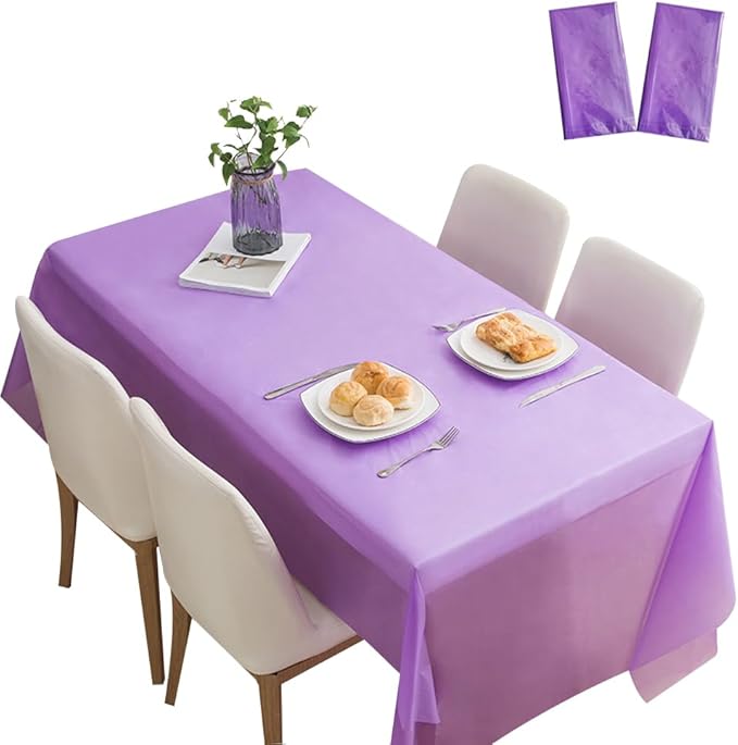 2 Pack Christmas Plastic Tablecloths Disposable Xmas Table Covers Table Cloths BBQ Picnic Birthday Christmas Parties Covers Waterproof Oil-proof Table Cloth Thin Dark Purple Table Cloths 54 x 108 In