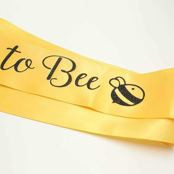 Baby Shower Decorations -'Mommy to Bee' Gold Sash and 'Daddy to Bee' Tinplate Badge Combo Kit Baby Shower Party Favors Decorations Gift for Pregnant Party Deco