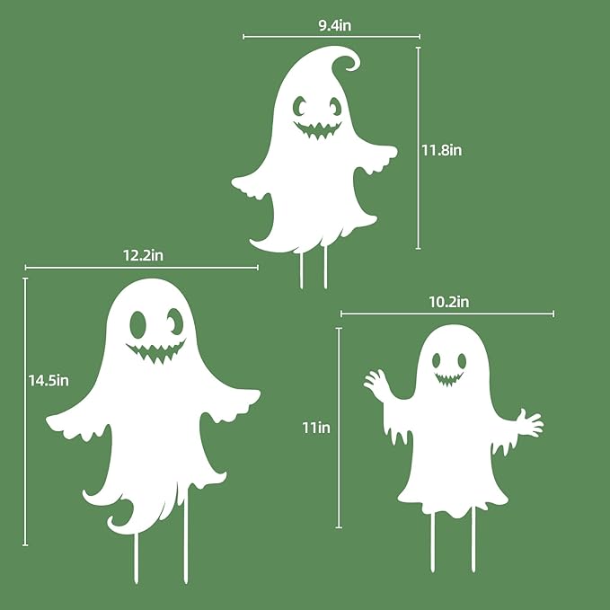 Halloween Decorations Ghost Metal Garden Stakes Decor for Outside Gifts for Women/Men,White Silhouette Statues Outdoor for Yard Art, Lawn, Backyard, Pathway, Patio Decorative Easter