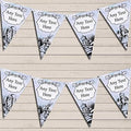 Mad Hatters Tea Alice in Wonderland Vintage Blue Personalized Birthday Party Bunting - Hanging Party Decoration - Birthday Party Banner Garland | Decorative Party Supplies