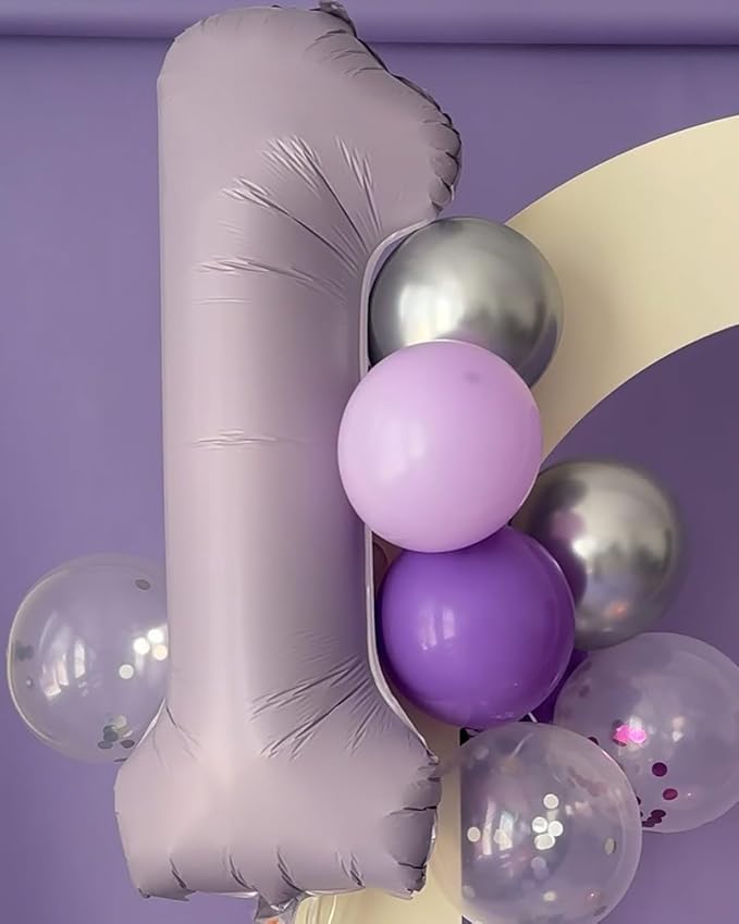 Lilac Number 3 Balloon 40 Inch, Lavender 3 Balloon Number, Mauve 3rd Birthday Decorations, Lilac Mauve Party Supplies for Boys Girls