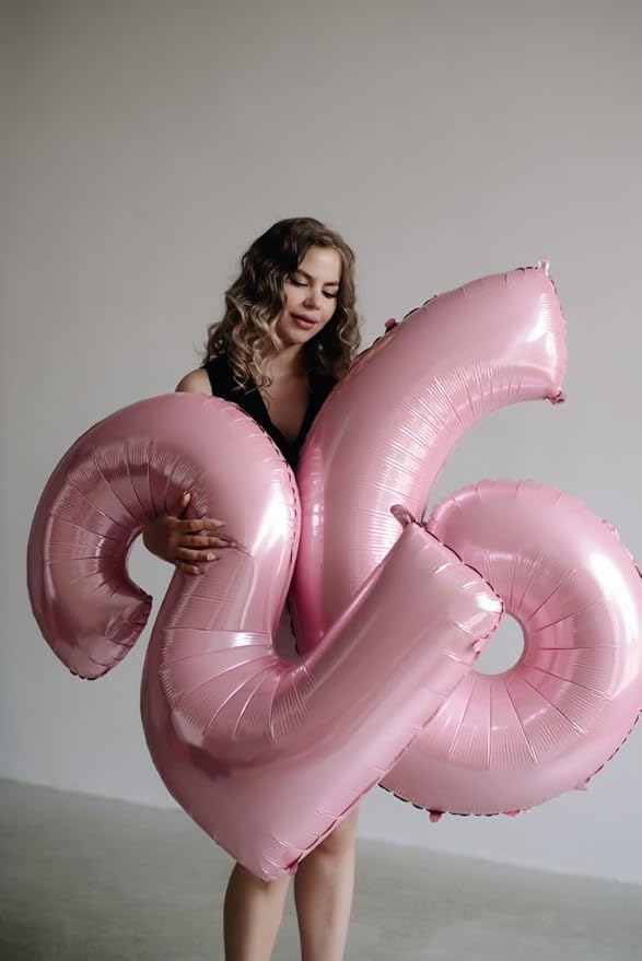 Pastel Pink Balloon Number 27, Large Happy 27 Birthday Decoration for Men & Women 2 7 27 72, Foil Number Balloons for Wedding Graduation Celebration Anniversary Supplies