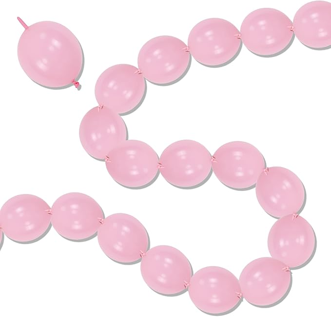 Pastel Pink Quick Link Balloons, 100PCS 10 Inch Baby Pink Linking Balloons for Making Balloon Wall Heart Arch, Tails Balloon for Girls Wedding Birthday Baby Shower Valentine's Party Decorations