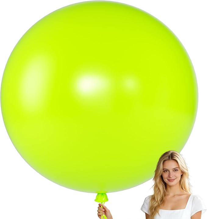 KALOR Lime Green Giant Balloons 36 Inch Large Latex Balloons, 4 Pack Jumbo Round Helium Balloon for Birthday Bridal Shower Wedding Baby Shower Party Decorations