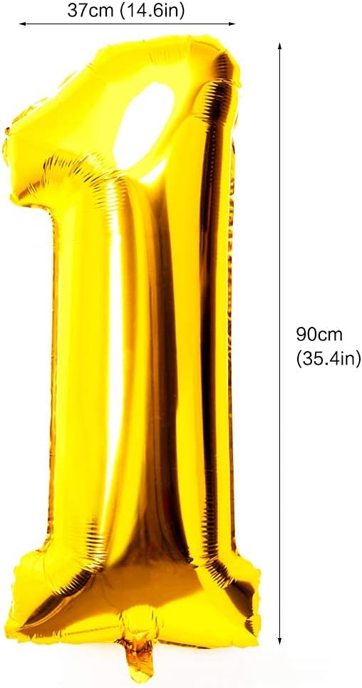 40 Inch Large Foil Helium Number Balloon Birthday Wedding Party 0-9 (Gold, 1)
