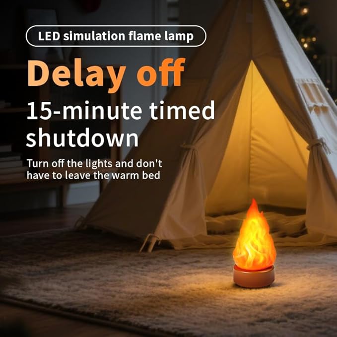 Rechargeable 3D Flame Light with 3 Modes: Long-Lasting, Flickering, and timed Realistic Flame Effects, Suitable for Indoor/Outdoor Halloween, Christmas, Camping, and Home Decoration