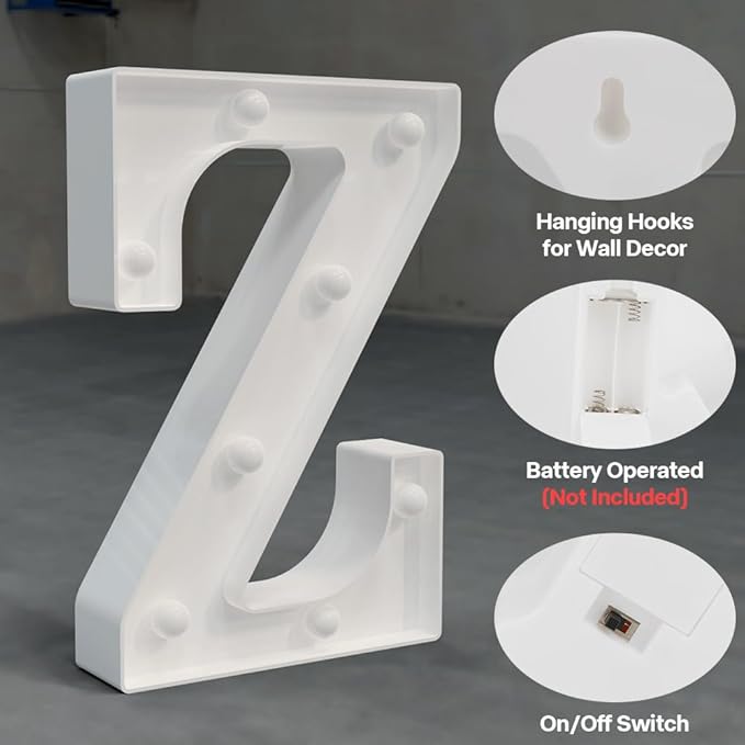 Light Up Letters Marquee, 26 Alphabet LED Lights, Night Light Mini Marquee, White Plastic Letters for Engagement Party Wedding Baby Shower Birthday