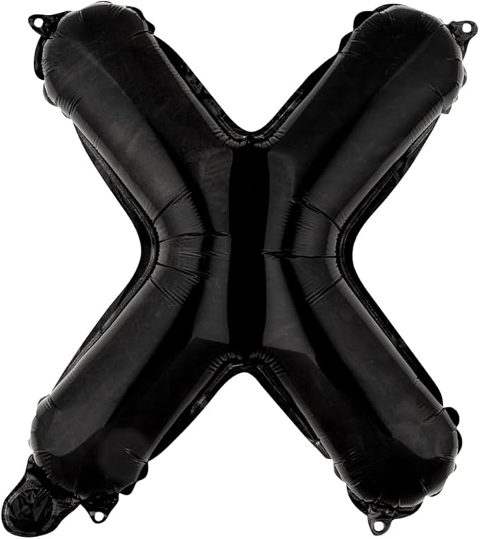 Restaurantware-Balloonify 16 Inch Letter Balloon, 1 Alphabet Party Balloon - Letter X, Self-Sealing, Black Foil Mylar Finish, Hanging Loop, Decoration For Birthday, Wedding, Or Graduation