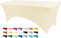 4ft Table Cover Fitted, Ivory Spandex Table Covers, Washable and Wrinkle Resistant Stretch Tablecloths Rectangle for Events, Wedding, Banquets, Parties