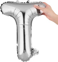 Restaurantware-Balloonify 16 Inch Letter Balloon, 1 Alphabet Party Balloon - Letter T, Self-Sealing, Silver Foil Mylar Finish, Hanging Loop, Decoration For Birthday, Wedding, Or Graduation