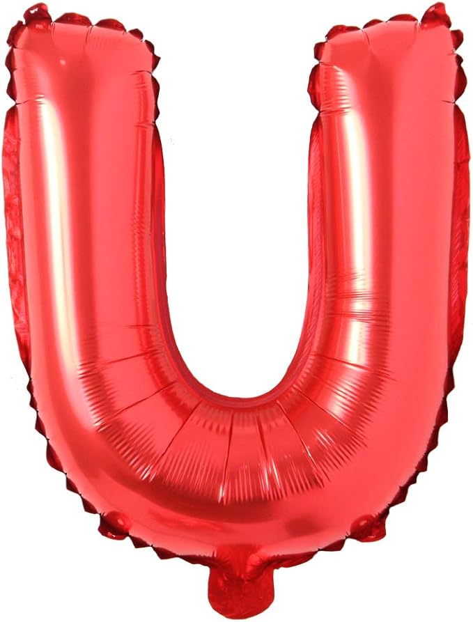16" inch Single Red Alphabet Letter number Balloons Aluminum Hanging Foil Film Balloon Wedding Birthday party decoration banner Air Mylar Balloons (16 inch Red U)