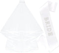 Bride to Be Set: Pearl-Trimmed Heart Sunglasses, Pearl BRIDE Sash & Tulle Veil - Bachelorette Party Bridal Accessories