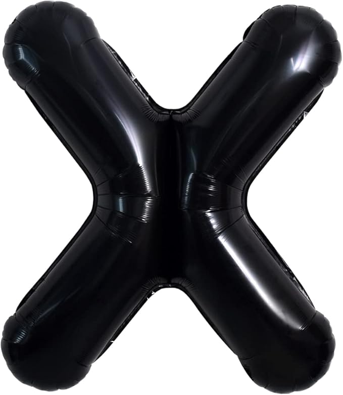 TONIFUL 40 Inch Large Black X Letter Balloon - Jumbo Helium Foil Mylar Big Alphabet for 2026 New Year Eve Graduation Wedding Baby Shower Birthday Party Anniversary Supplies Decorations