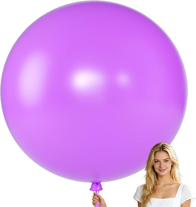 KALOR Purple Giant Balloons 36 Inch Large Latex Balloons, 4 Pack Jumbo Round Helium Balloon for Birthday Bridal Shower Wedding Baby Shower Party Decorations