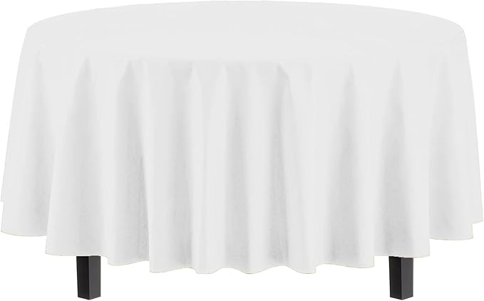 Exquisite Party Solids 6-Pack Premium Plastic Tablecloth 84in. Round Plastic Table Cover - White
