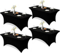 Trlyc 4 Pack 6FT Spandex Table Cloth - 72 x 30 Inch Rectangular Stretch Tablecloth, Wrinkle Resistant Scretch Table Cover for Wedding, Party, Banquet, Picnic, Outdoor Decoration (4Pcs,Black)