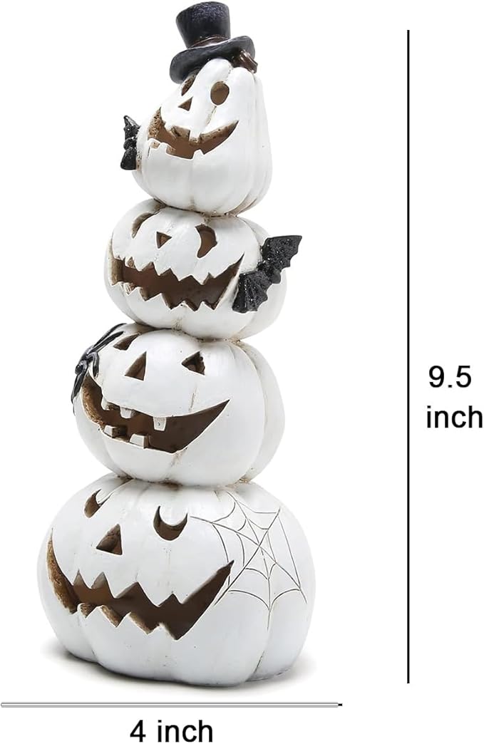 Hodao Halloween Pumpkin Decorations Indoor Halloween Decorations Clearance for Table/Window/Present Box/Gift/Courtyard Corridor (White Stacked Pumpkins)…
