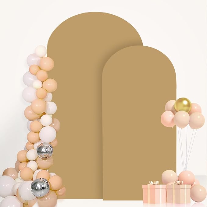 Khaki Arch Cover Set of 2 Arch Backdrop Stand Cover 6FT 7.2FT Spandex Fitted Arch Backdrop Cover Brown Wedding Arch Covers Stretchy Backdrop Arch Cover Backdrop Fabric for Wedding Party Decor