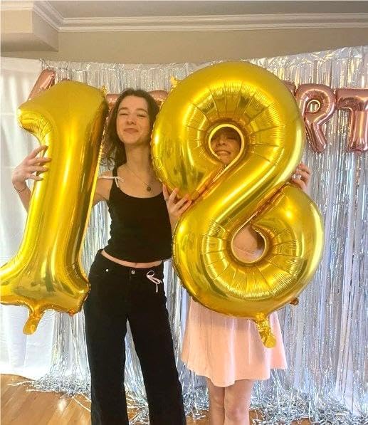 Helium Foil Gold Number 8 Balloon 40 Inch, Mylar Eight Numbers 8 18 28 38 48 58 80 88 Birthday Balloons, Gold Women Men Anniversary Graduations Party Supplies