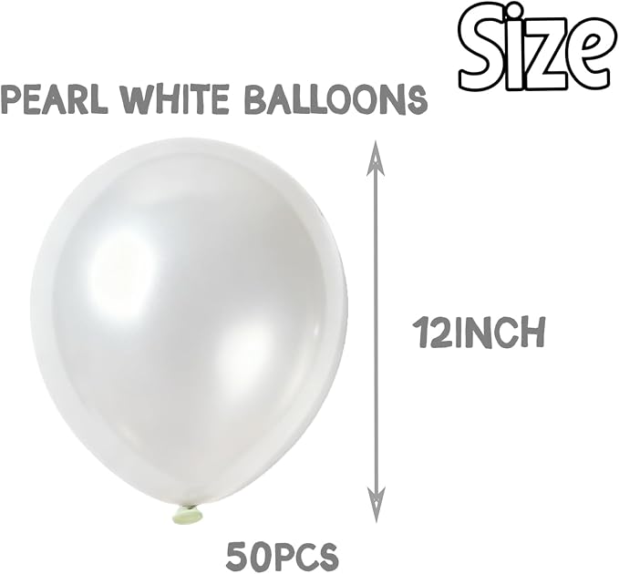 Pearl White Balloons 12 Inch 50PCS Matte Balloons Round Pearlized White Latex Balloons for Wedding Birthday Christmas Baby Shower Anniversary Backdrop White Theme Party Arch Decorations