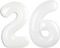40 Inch White Number 26 Digital Balloon,Jumbo Mylar Foil Helium Balloon for 26 Balloons for Birthday Party,Wedding Anniversary Party Decorations