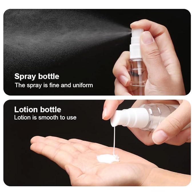 4-in-1 Travel Bottle Set Leak-Proof & TSA Approved - 50ml Refillable Containers Kit for Shampoo, Conditioner, Lotion - Portable Toiletry Accessories with Labels & Storage Box (Light Grey)