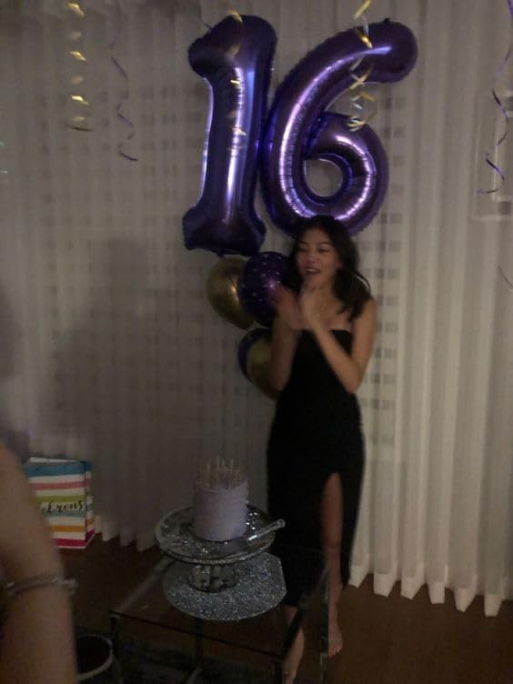 Purple Number 18 Balloon 40 inch, 18 Number Balloons, 18th Purple Birthday Decorations, 18 Year Old Girls Boys Party Supplies