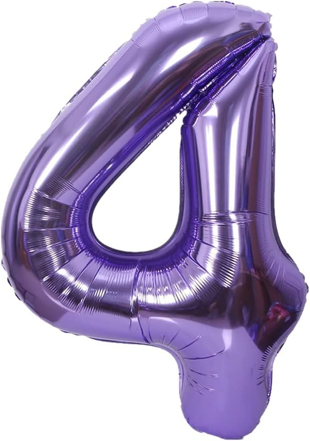 40 Inch Large Foil Helium Number Balloon Birthday Wedding Party 0-9 (Purple, 4)