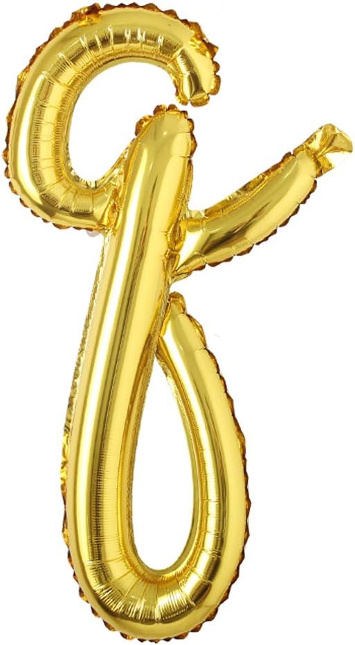 18 inch Gold DIY a-z Handwriting lowercase letters name Foil balloon Letter character birthday Wedding party decoration Balloon (18 inch Gold q)