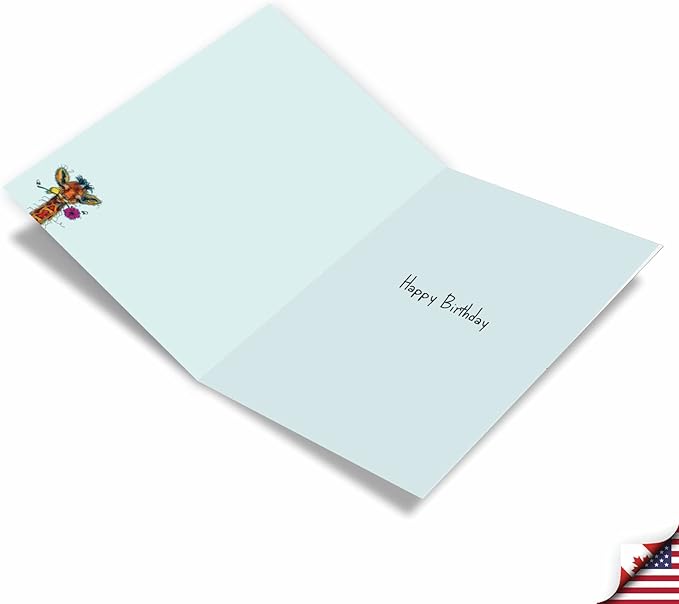 NobleWorks Birthday Greeting Card with 5 x 7 Inch Envelope (1 Card) Bday Wiry Wildlife - Giraffe C10324BBDG
