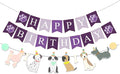 Dog Themed Puppy Paw Happy Birthday Banner for Boys Girls DIY Party Supplies (Colours+Purple)