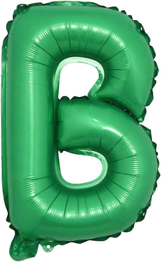 16 inch Green Alphabet Letter and Number Balloons Set Package, Aluminum Hanging Foil Film Banner Mylar Balloon for Birthday Party Decoration Custom Word (A-Z, 0-9) (16 inch Green B)