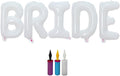 BALLOON VIBE Giant 40" White BRIDE Balloons with Hand Pump, 2 Straws & Ribbon Roll - Bride Letter Balloons for Bachelorette Party Decorations, Wedding, Engagement, Bridal Photo Booth