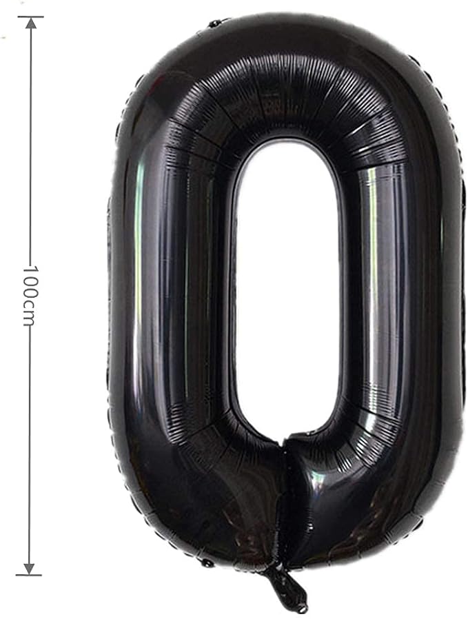 40 Inch Large Foil Helium Number Balloon Birthday Wedding Party 0-9 (Black, 0)