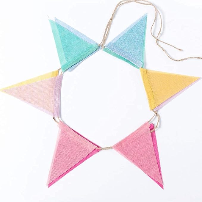 ToBeIT 48Pcs Triangle Flags Pendant Banners Imitated Burlap Multicolor Fabric Triangle Flag Bunting for Party and Festival Hanging Decoration Banner