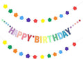 Meetingu Happy Birthday Sign, Party Decorations & Supplies - Rainbow Color, Flower Theme for Birthday Parties