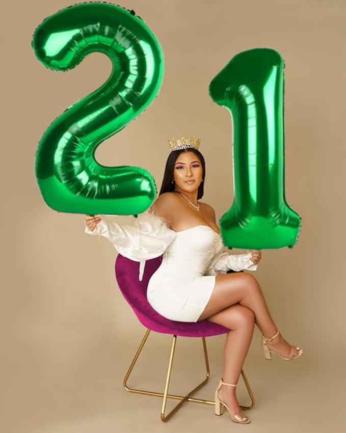 2 Balloon Number, Dark Green Number Balloons 40 Inch for Birthday Party Decoration, Foil Number Ballon for 2, 12, 20, 22, 2026 Celebration, Graduation, Birthday, Baby Shower, Anniversary Decor