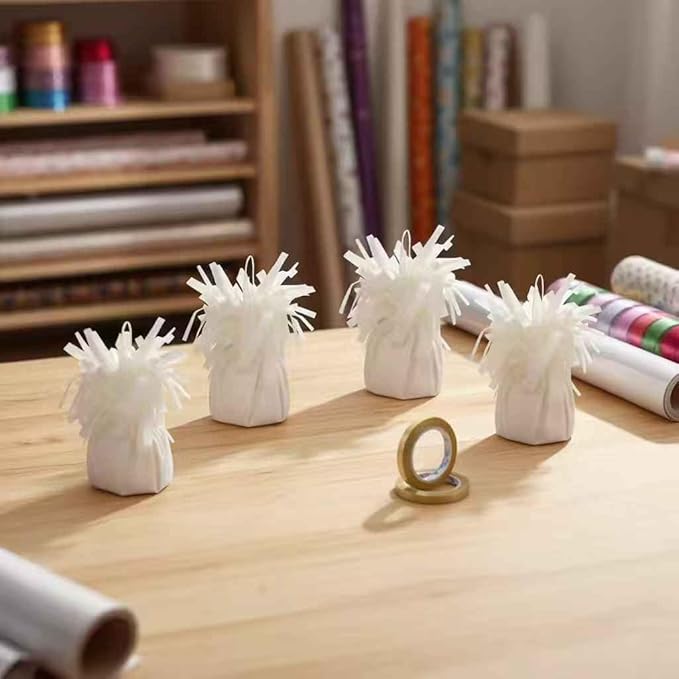 Aluminum Foil Balloon Weights for Parties (24 pcs) - 0.31lb (140g) Each - Premium Balloon Anchors for Birthday, Wedding, Dinner, Indoor & Outdoor Decorations(White 24pcs)