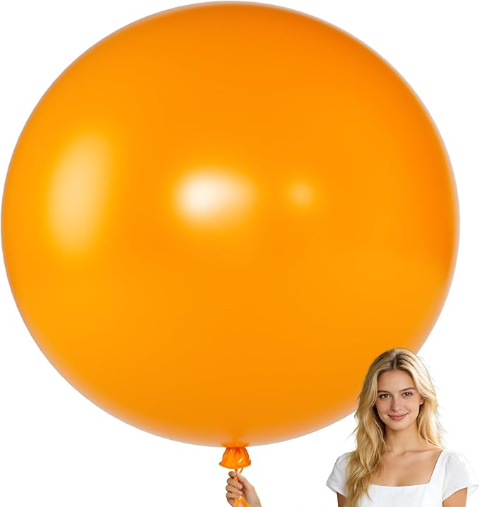 KALOR Orange Giant Balloons 36 Inch Large Latex Balloons, 4 Pack Jumbo Round Helium Balloon for Birthday Bridal Shower Wedding Baby Shower Party Decorations