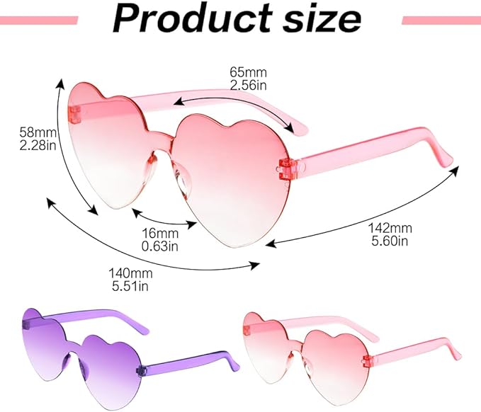 Heart Sunglasses 2 Pairs Heart Shaped Sunglasses Womens Heart Glasses Rave Sunglasses for Women Party Favors