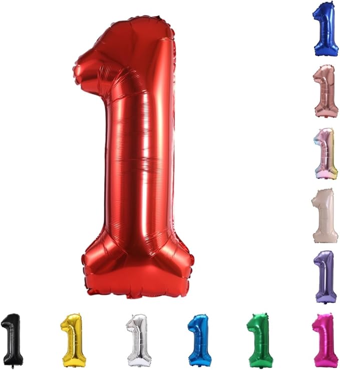 YPSelected 32 Inch Large Foil Helium Number Balloon Birthday Wedding Party 0-9 (Red, 1)