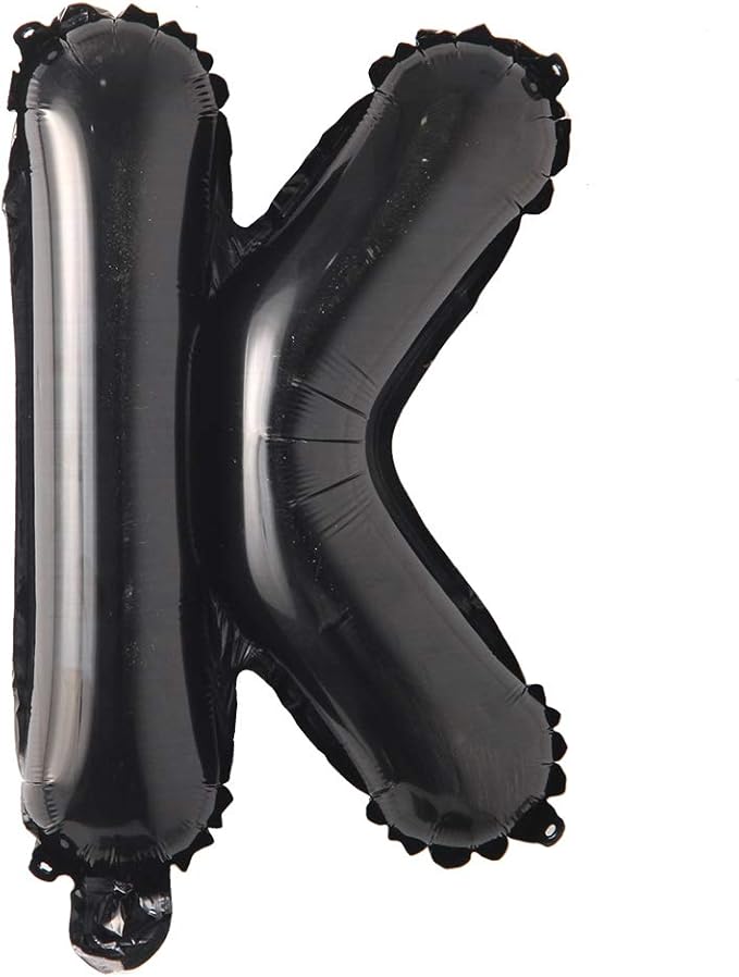 16" inch Single Black Alphabet Letter number Balloons Aluminum Hanging Foil Film Balloon Wedding Birthday party decoration banner Air Mylar Balloons (16 inch Black K)