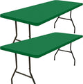 Smiry 2 Pack Rectangle Picnic Table Cloth, Waterproof Elastic Fitted Tablecloths, Washable Polyester Rectangular Patio Table Cover for Camping, Indoor and Outdoor (Hunter Green, 30"x96")