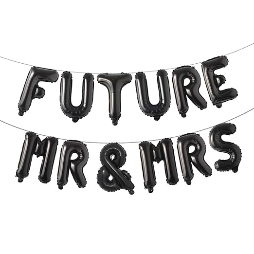 FUTURE MR & MRS Balloon Banner - Bride and Groom Party Decorations for Bridal Shower and Engagement Party (Black)