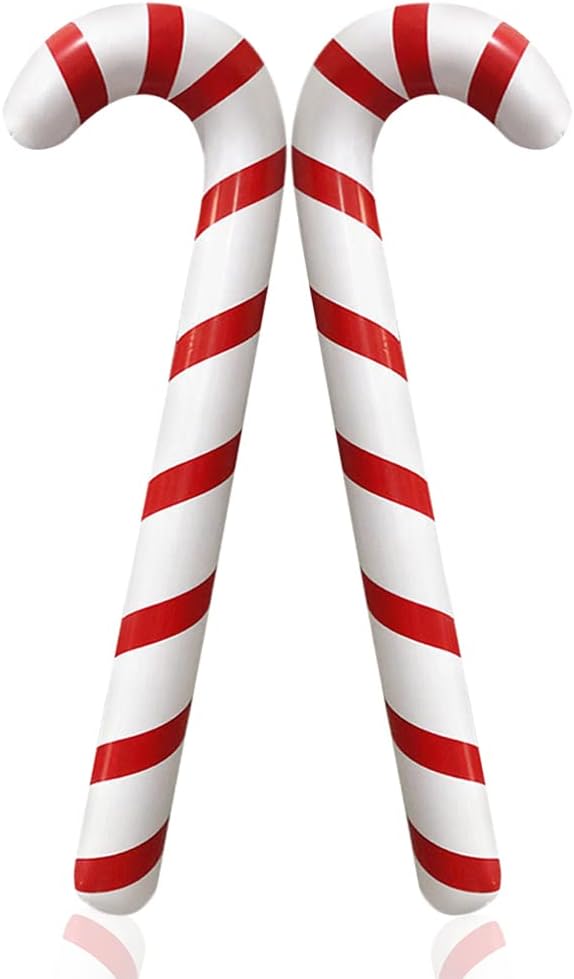 2pcs Inflatable Candy Canes Balloons for Christmas Candy Cane Decorations - Large Pool Floats Outdoor Candy Canes Balloons for Candy Cane Christmas Decorations