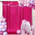 PartyDelight Hot Pink Sequin Backdrop 8x8ft - High Density 3mm Shimmer Sequin Background with 4-Inch Rod Pocket, Sparkly Photography Curtain for Wedding, Bachelorette Party & Event Decor