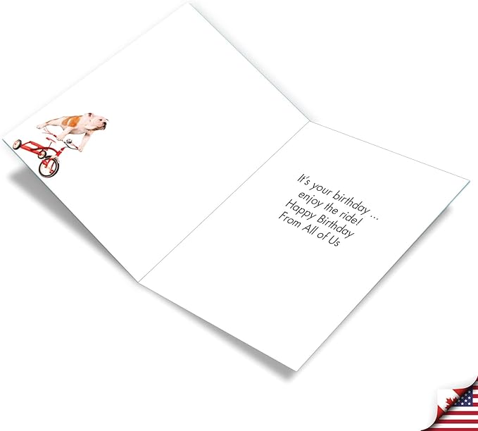 NobleWorks Big Humorous Birthday Greeting Card From Us 8.5 x 11 Inch with Envelope (1 Pack) Big, Jumbo Bday Dog On Trike J3204BDG-US