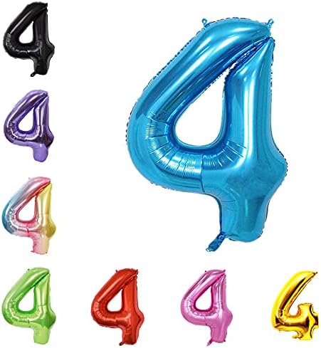 40 Inch Large Foil Helium Number Balloon Birthday Wedding Party 0-9 (Blue, 4)